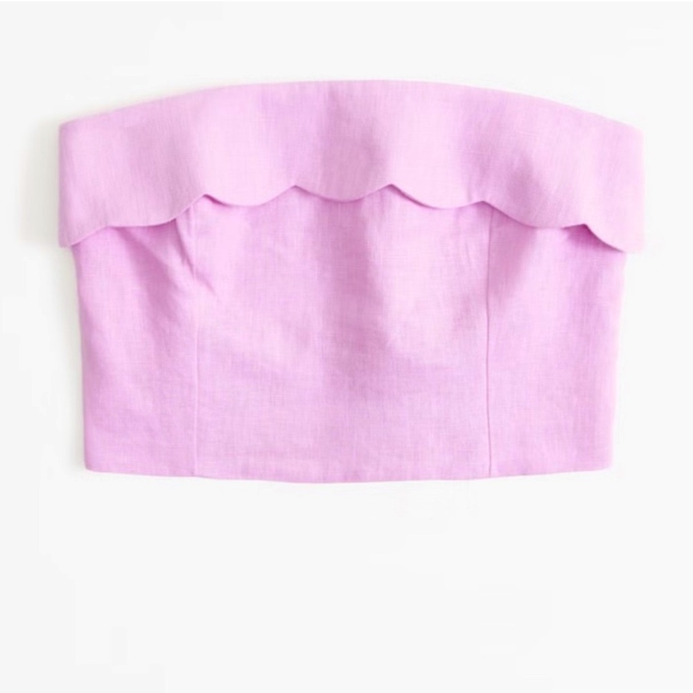 NWT Abercrombie Pink Linen Strapless Crop Top XS